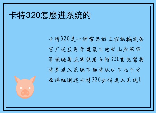 卡特320怎麽进系统的